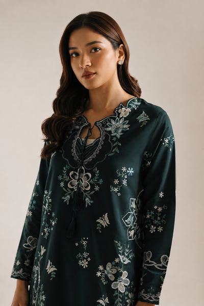 Erum – Ethnic Inspired Teal Shamoze Silk Suit
