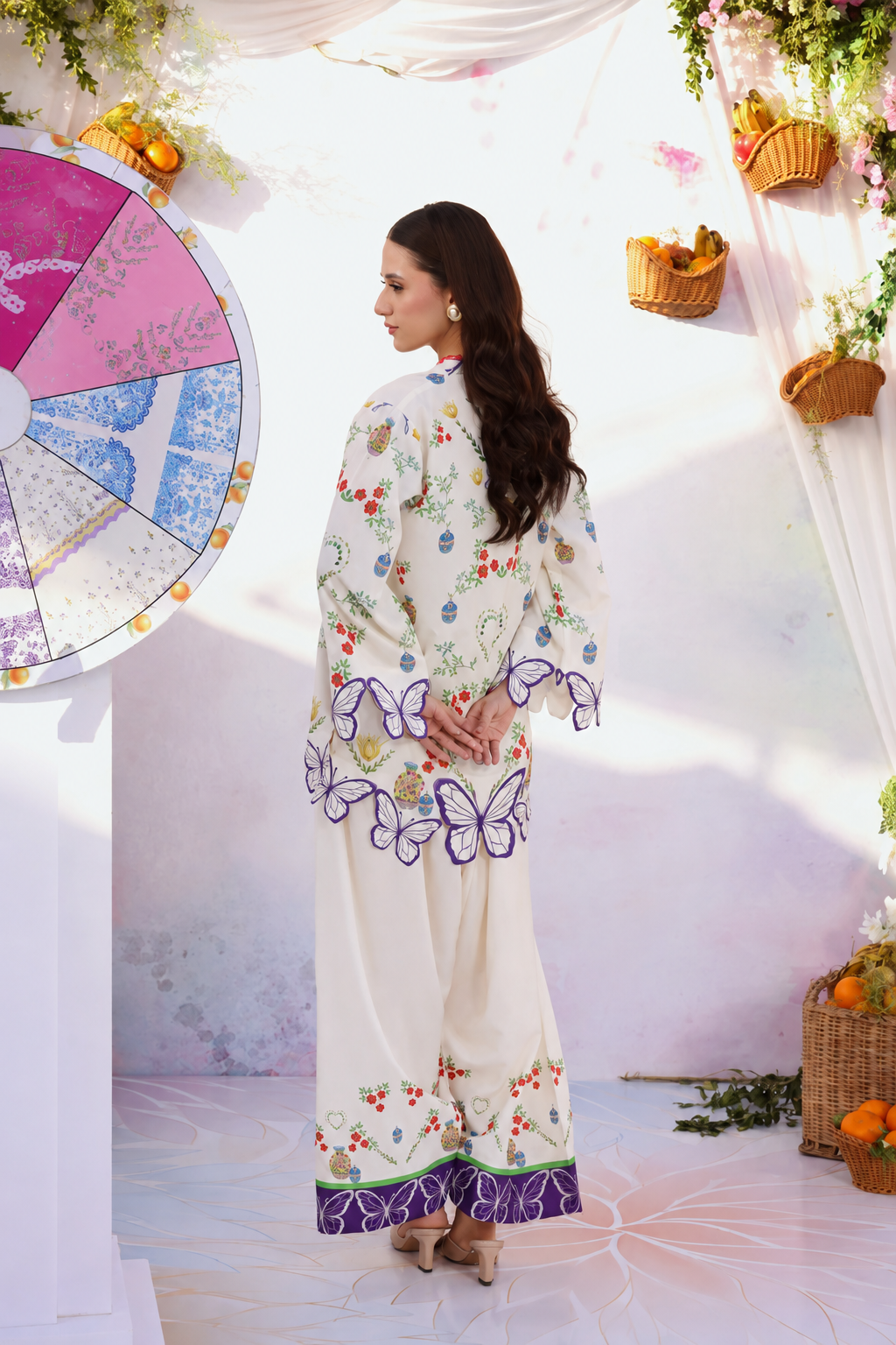 Aqsa – Ivory Butterfly Embroidered Lawn Suit