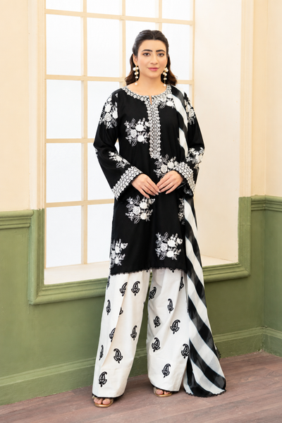 Zohra – Noir Ivory Embroidered Lawn Suit