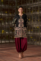 Sareeya – Noir Maroon Embroidered Silk Suit