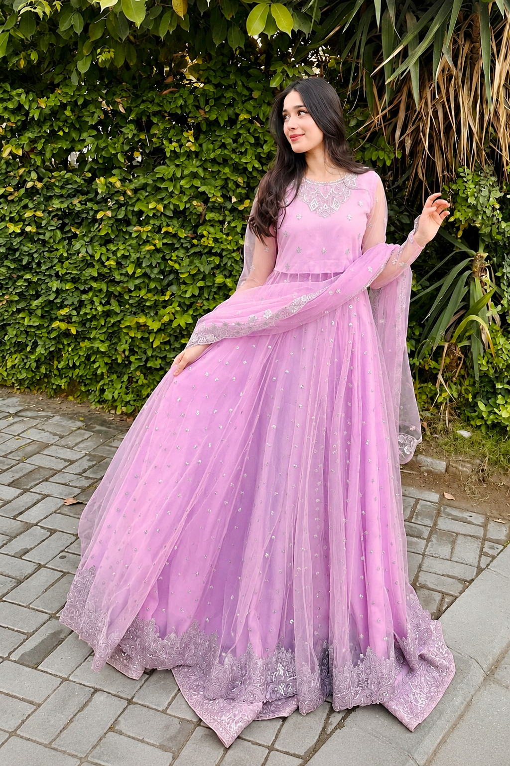 Sumbul – Misl Inspired Lavender Net Pishwas
