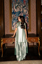 Elham – Golmohar Inspired Mint Shamoze Silk Suit