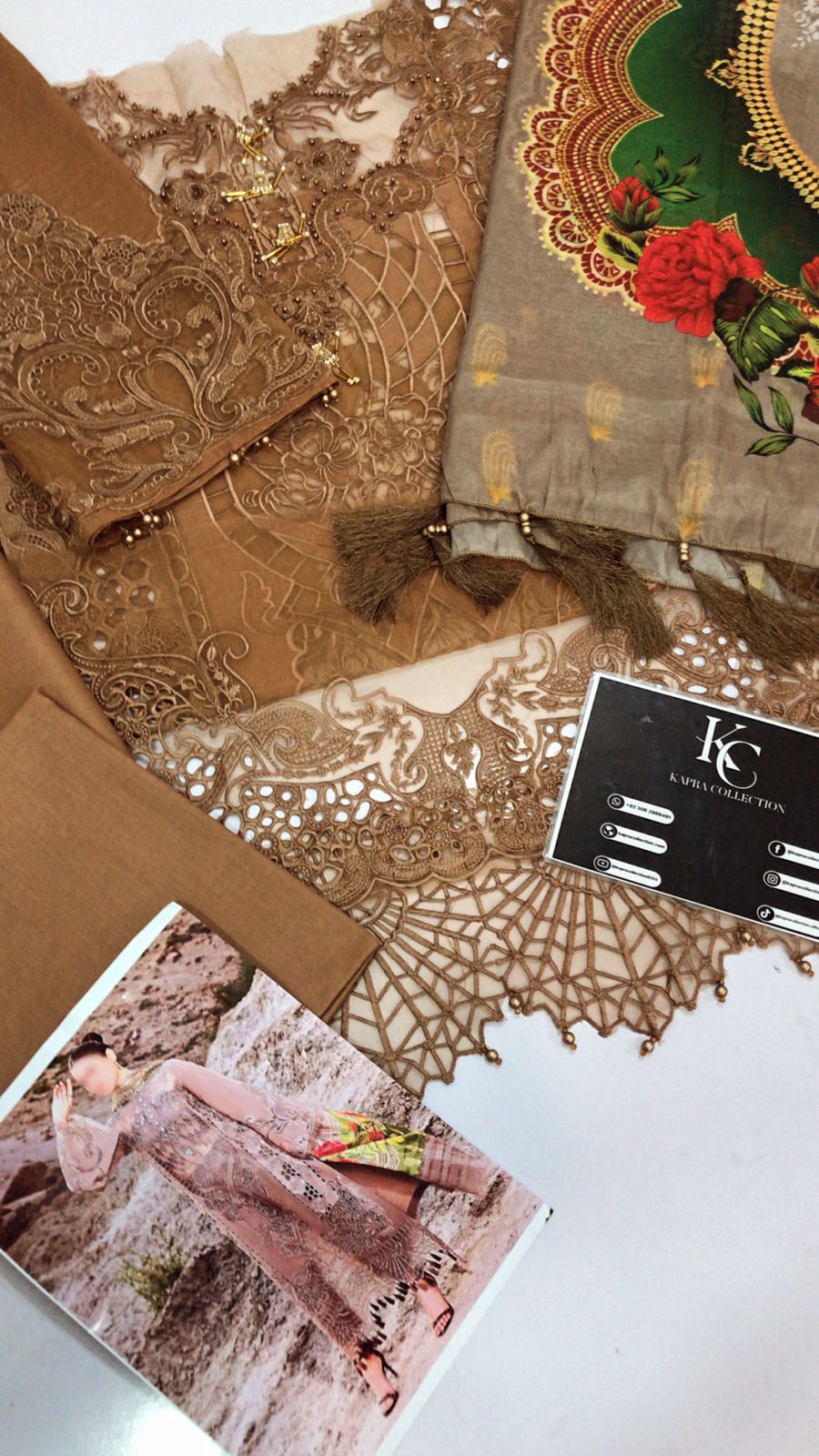 Luxury embroidered lawn collection replica unstitched - Kapra Collection
