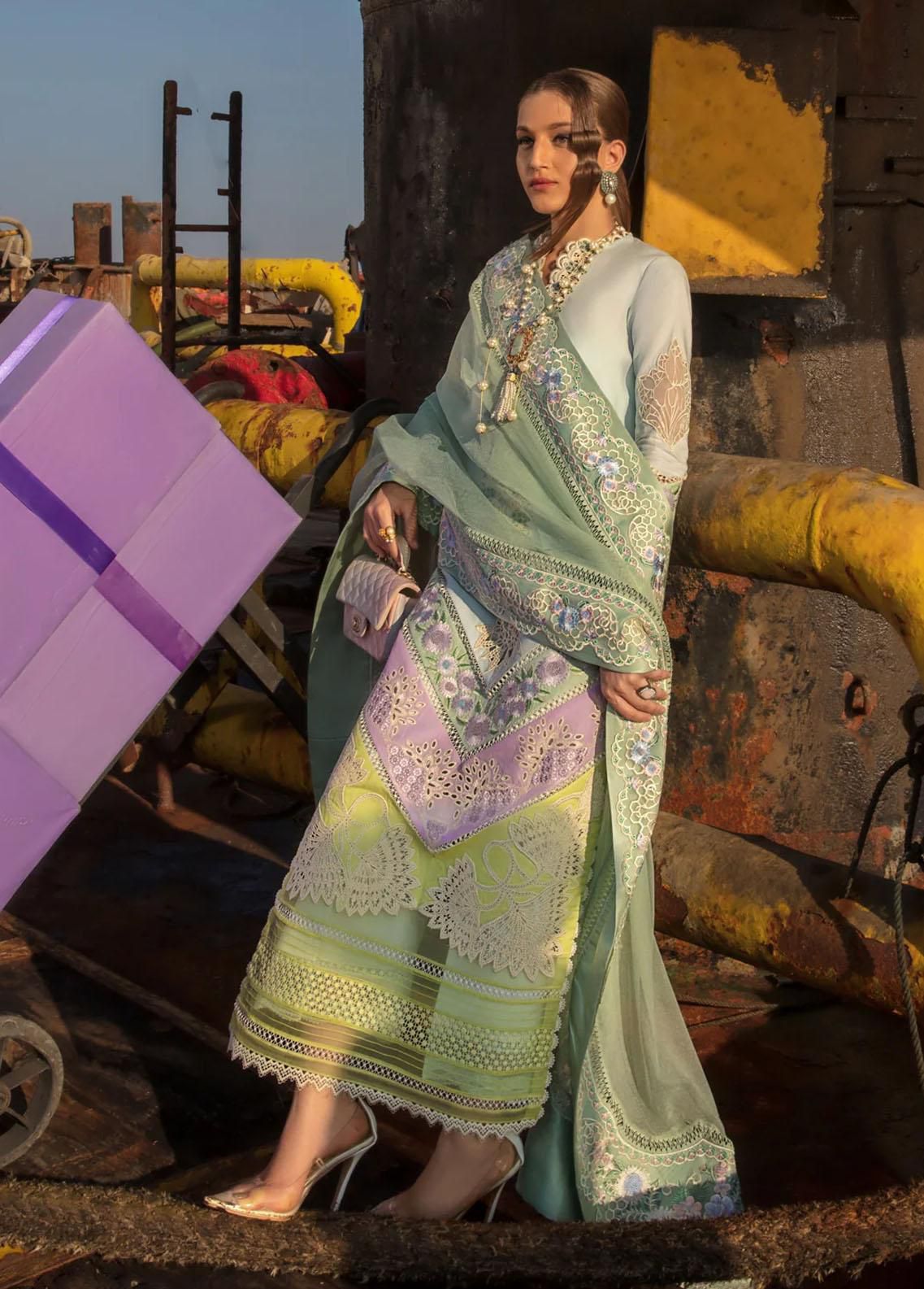 Luxury embroidered lawn suit