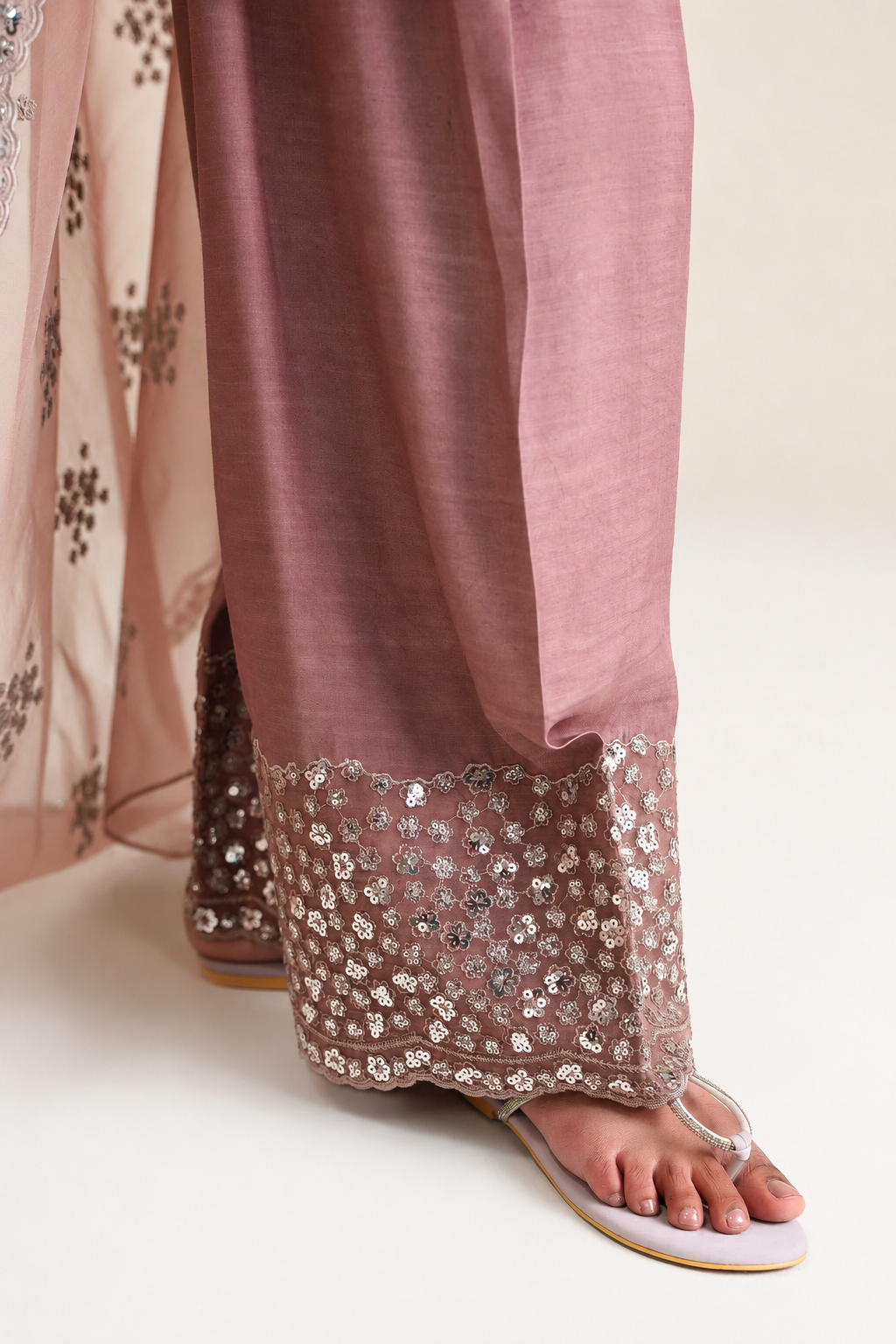 Roshaneh – Thread & Sequin Embroidered Cotton Silk 3 Piece Suit | Unstitched