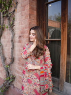 03-Piece Printed Lawn Suit With Chiffon Dupatta | Unstitched