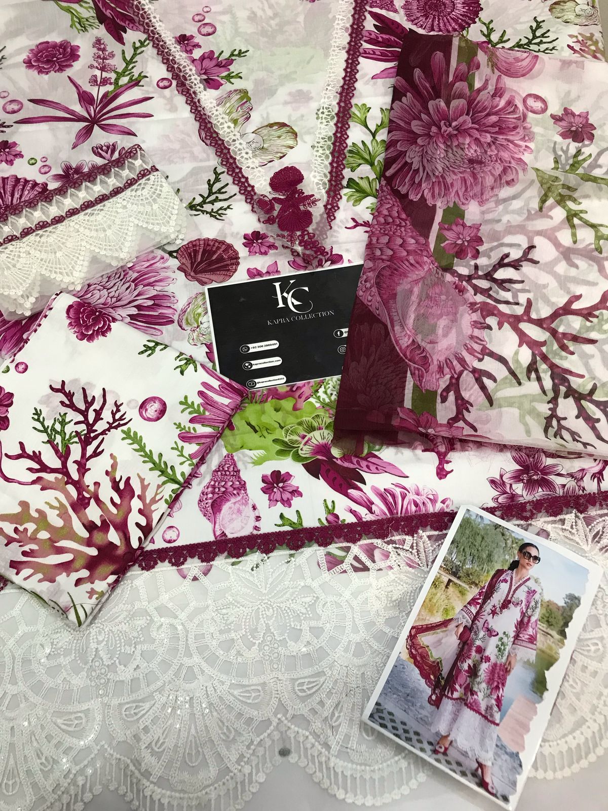 Lawn 3 piece unstitched printed suit - Kapra Collection