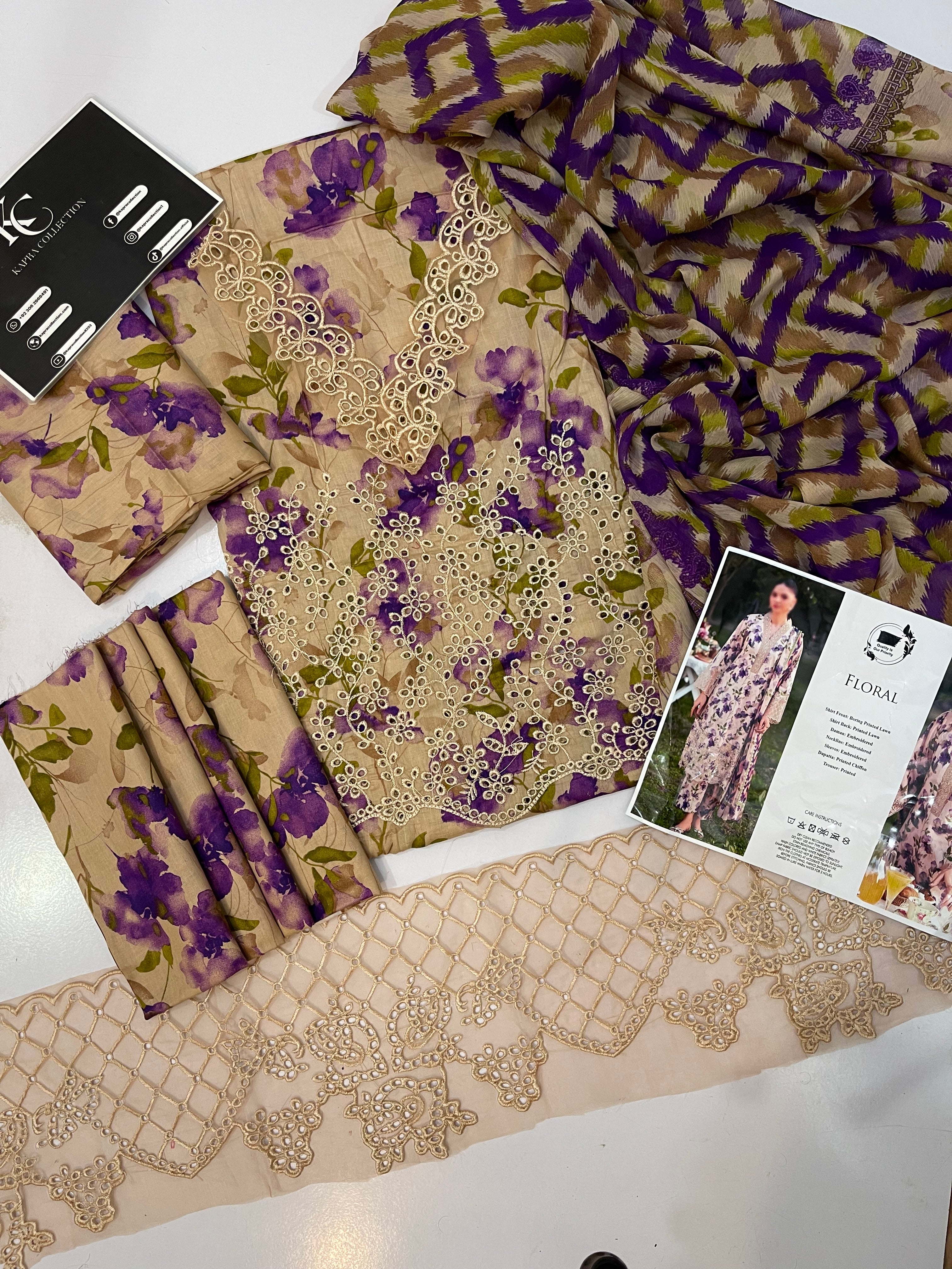 Floral Lawn Chikankari Digital Printed Dres