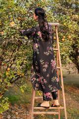 Iznik black all-over floral print dress