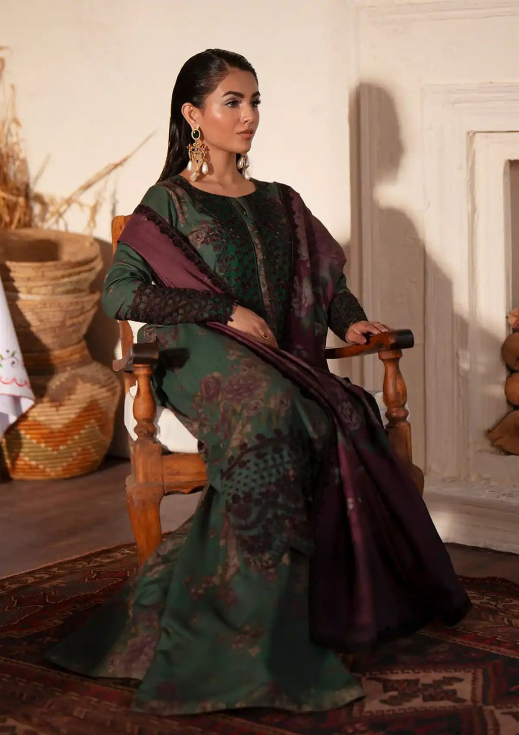 Iznik lawn hit green digital printed suit