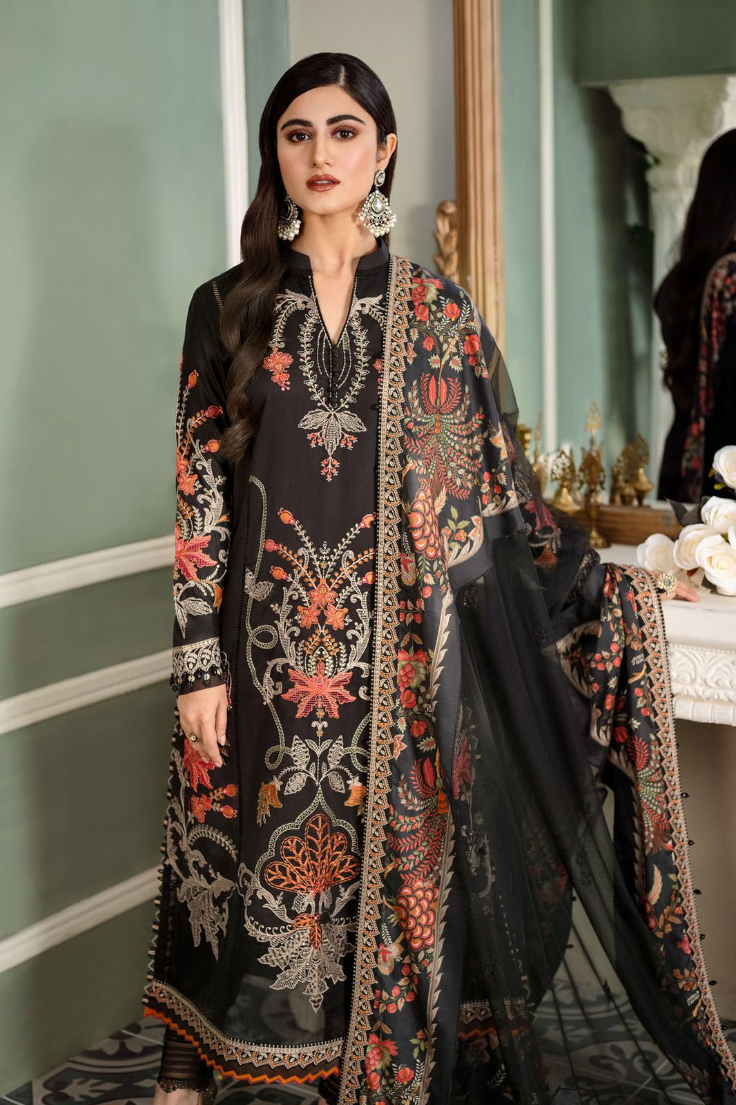 Luxury embroidered lawn collection replica unstitched - Kapra Collection