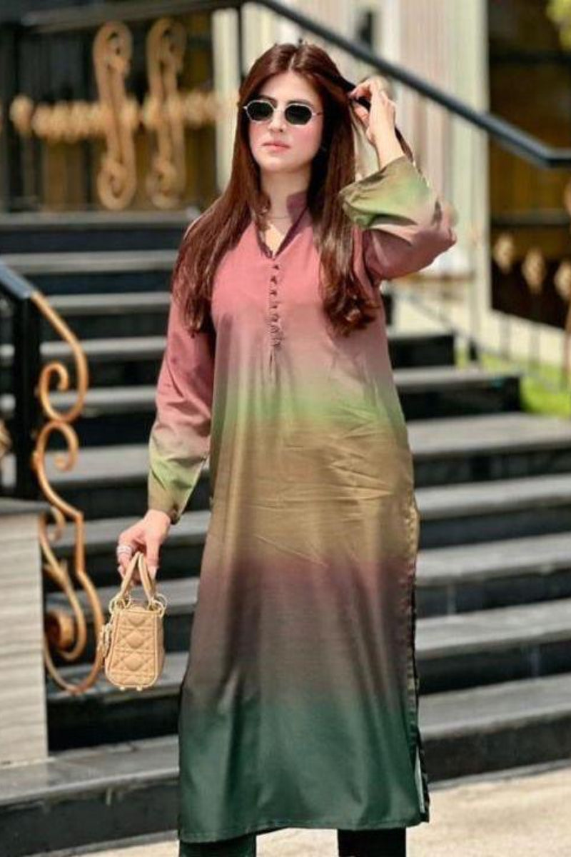 Silk 3piece printed dress - Kapra Collection
