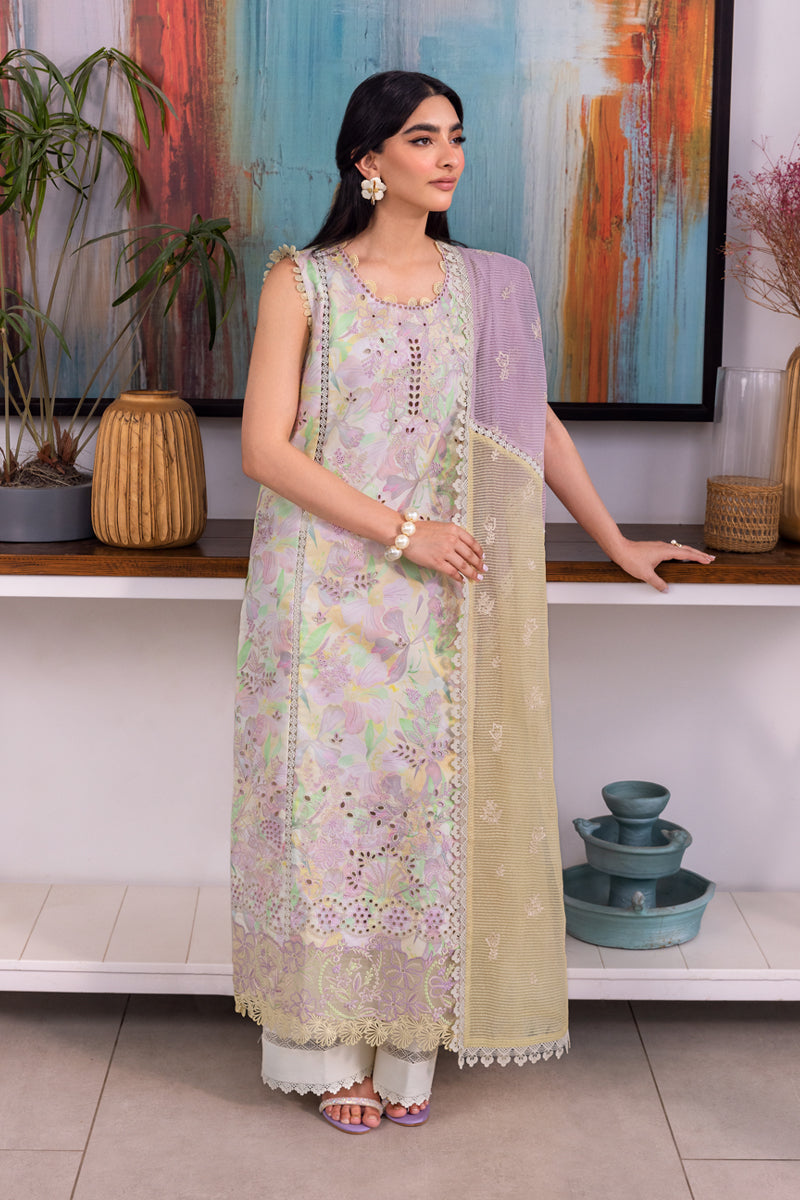 3 piece lawn Unstitched khaddi net