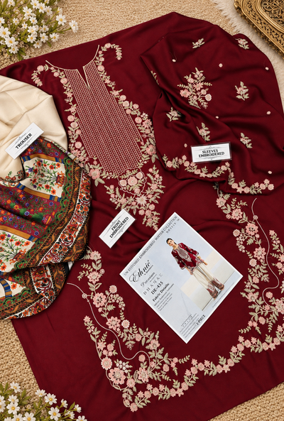 Shazmeen – Ethnic Inspired Maroon Silk 2 Piece Suit