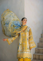 03-Piece Embroidered Lawn Digital Print Dress