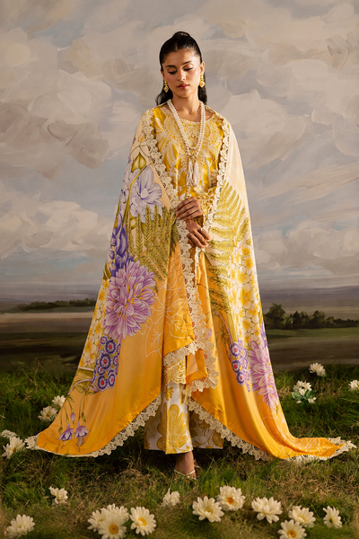 Arooj – Mahnur Inspired Mustard Lawn Suit