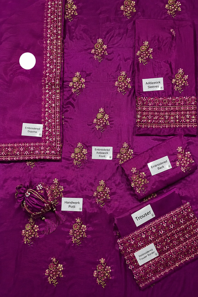 Saira – Zaib Inspired Magenta Raw Silk Suit