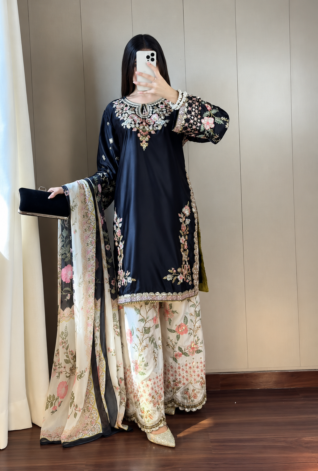 Ethnic – Black Premium Silk Embroidered Suit