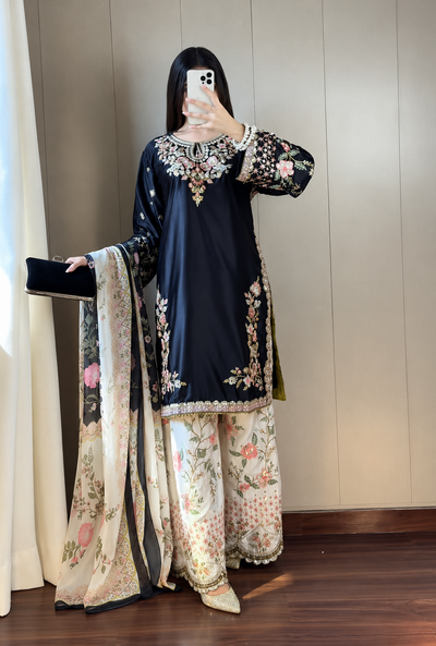 Ethnic – Black Premium Silk Embroidered Suit