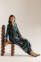 Erum – Ethnic Inspired Teal Shamoze Silk Suit