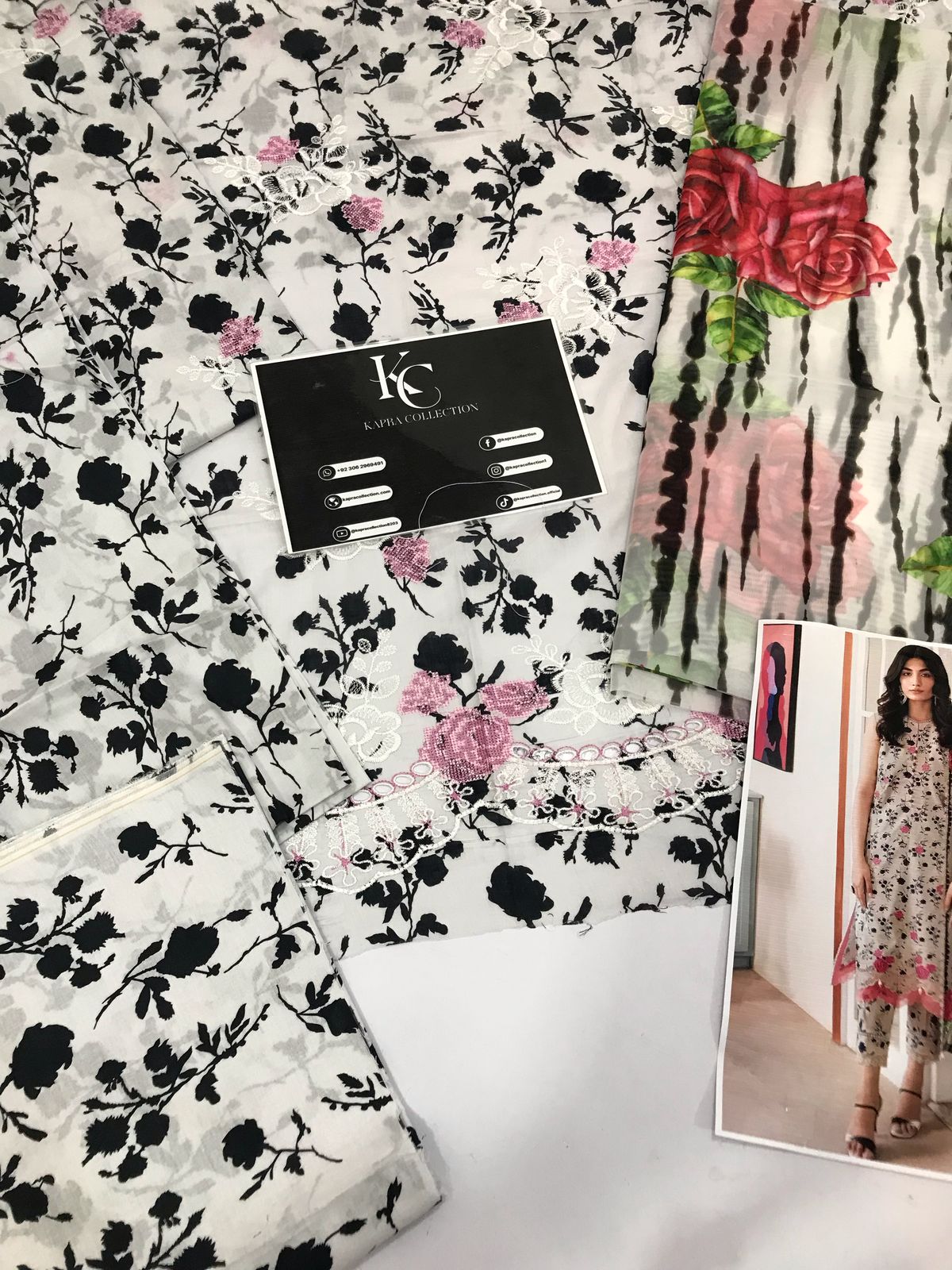 Lawn summer collection 3 piece unstitched digital printed suit - Kapra Collection
