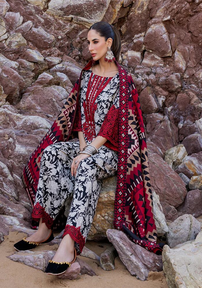 Lawn 3 piece unstitched printed suit - Kapra Collection