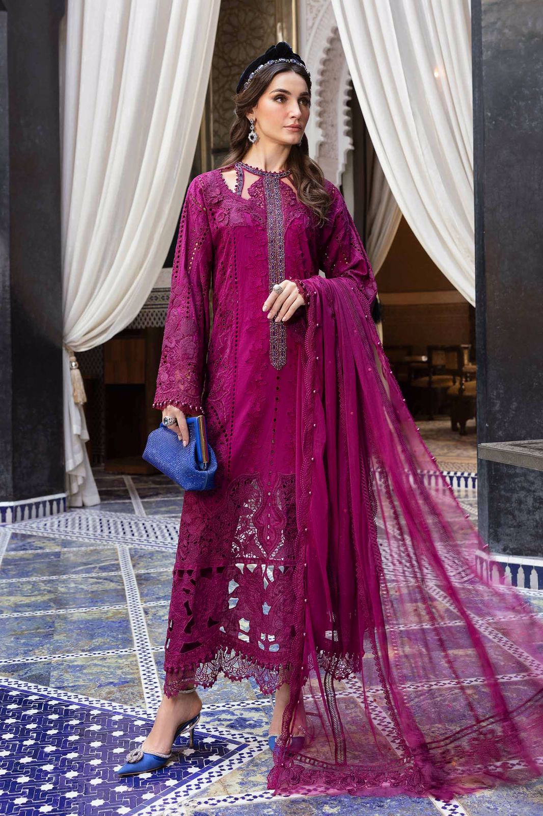 Maria b burgundy chikan replica Dre’s - Kapra Collection