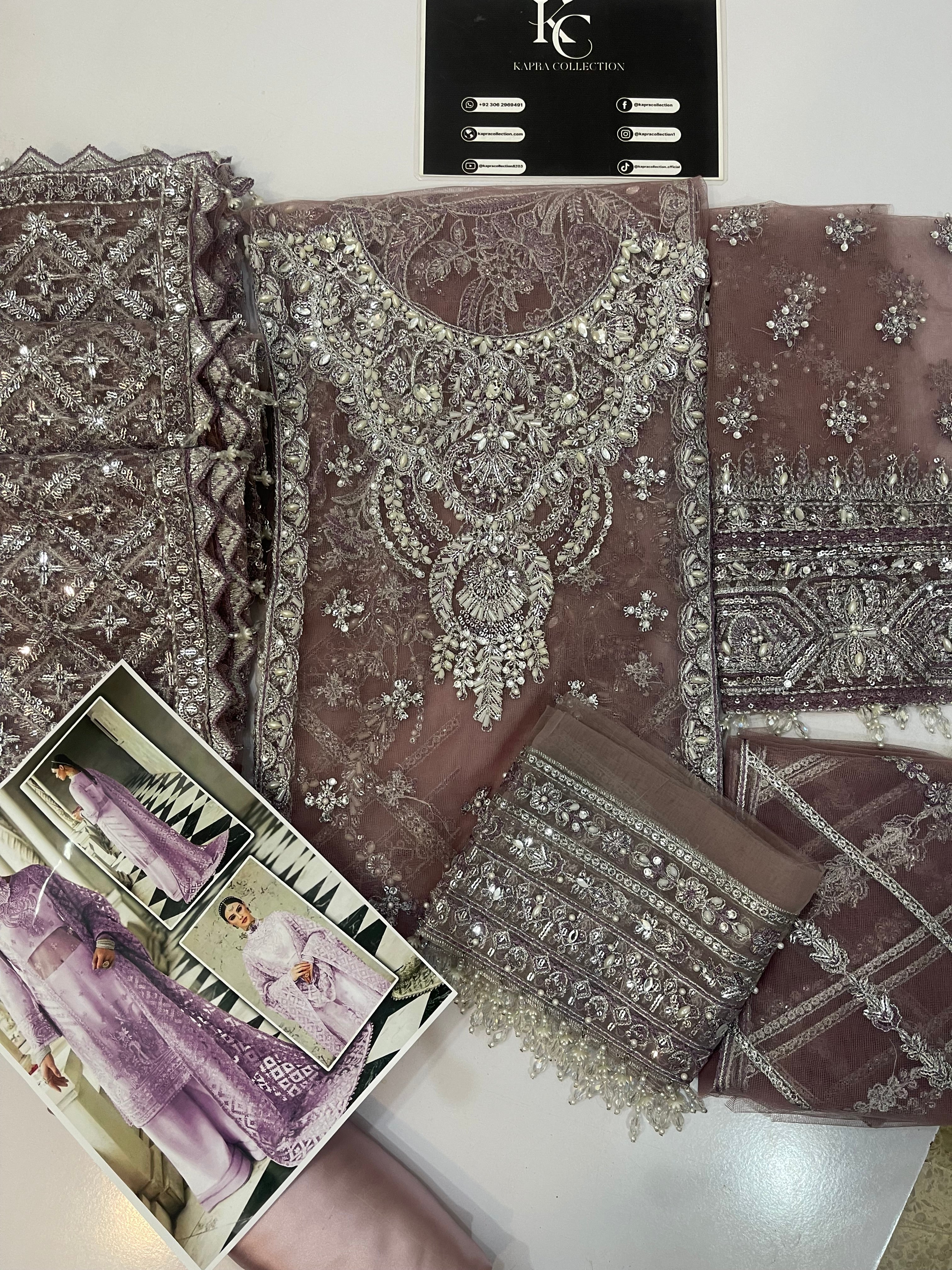 Aizal Net 3piece Unstitched Dress