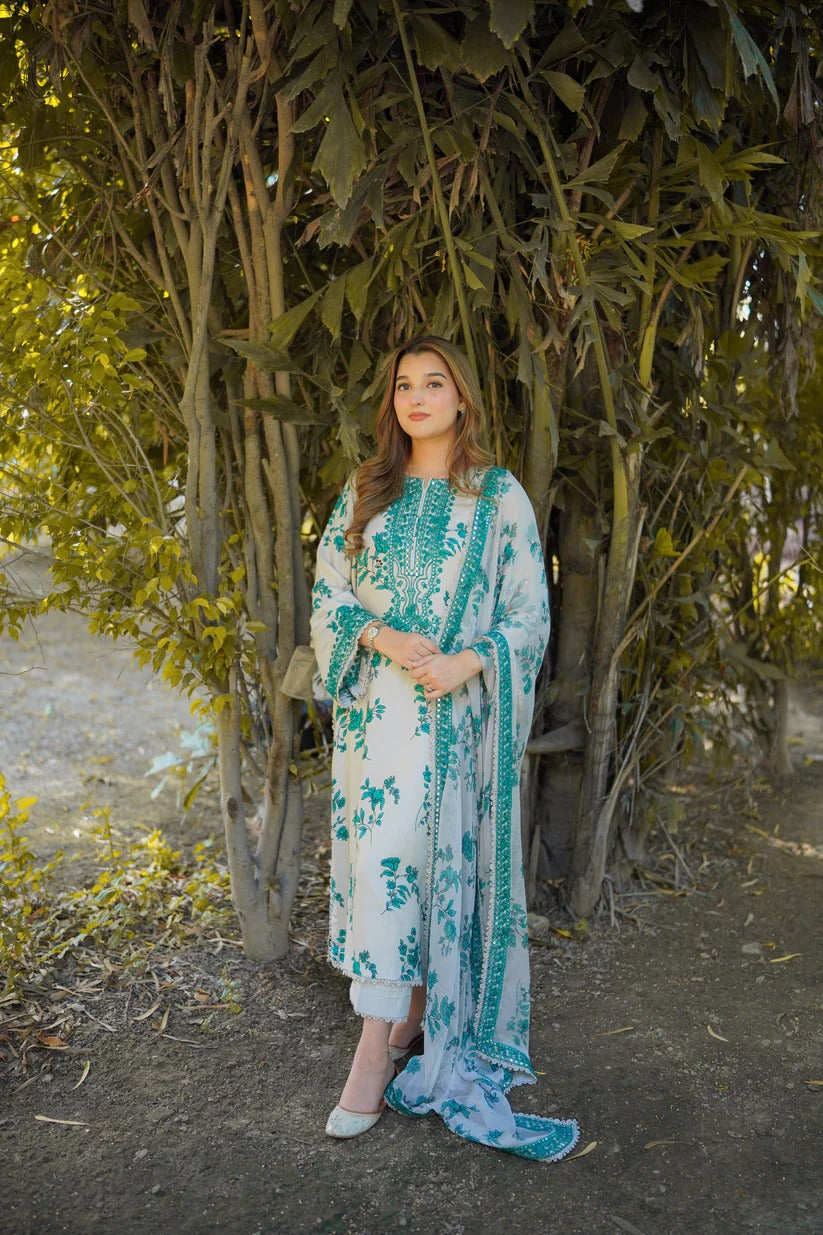 Aneelas lawn 3piece unstitched Dress