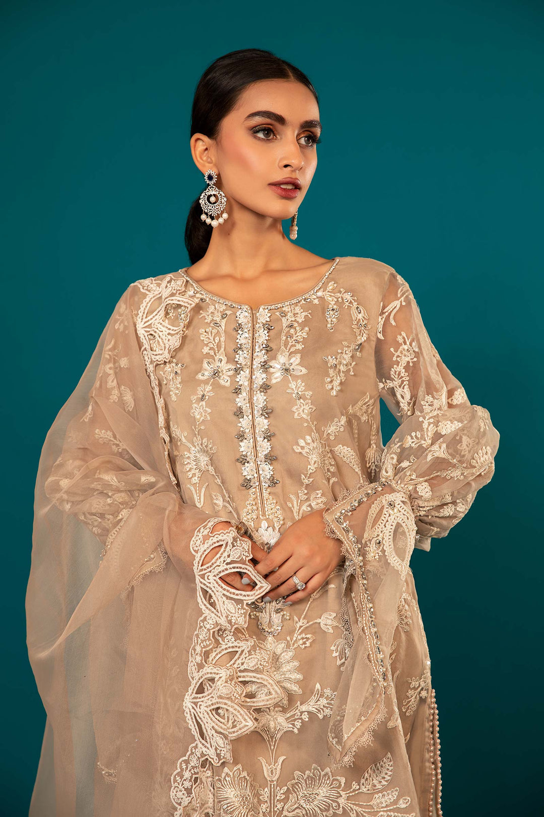 Maria B Luxury Lawn Embroidered Organza Unstitched Dress