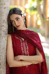 Noor By Sadia Luxury Emb lawn Red Lover