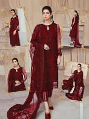 Mushq Mehron Net Formal Dress