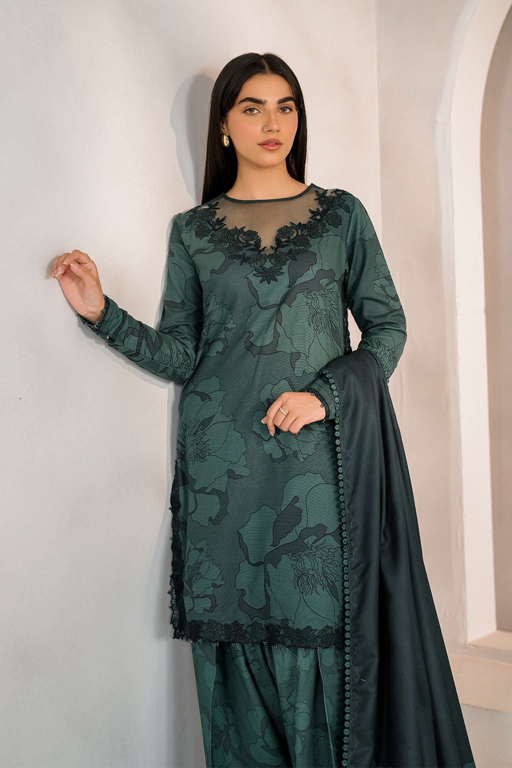 Green Lawn 3Piece Digital Printed Unstitched Dress