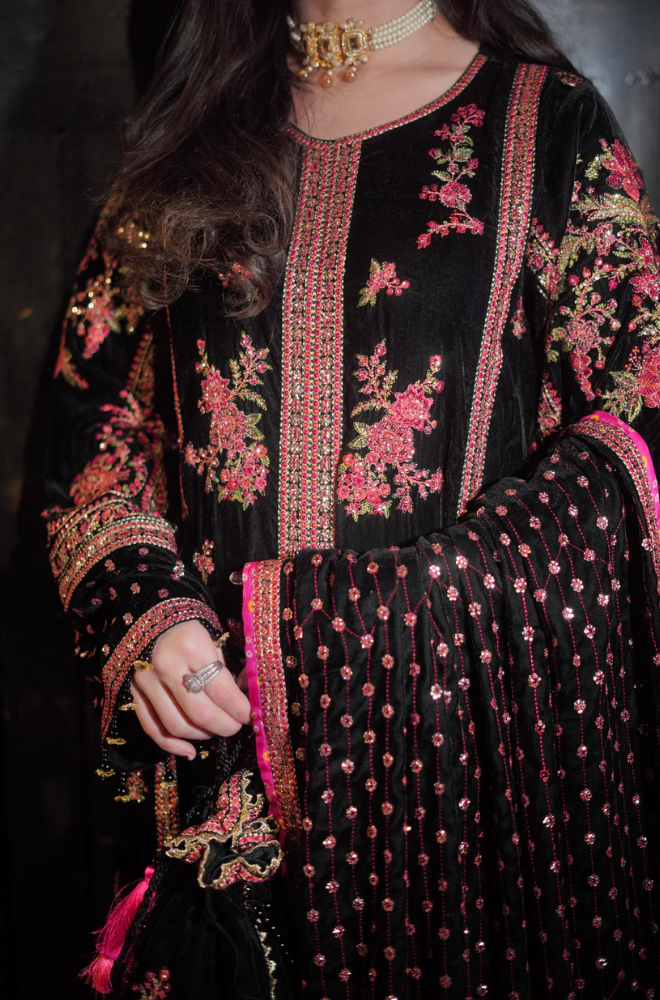 Aneelas - 3PC Velvet Embroidered Suit