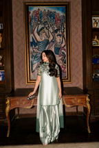 Elham – Golmohar Inspired Mint Shamoze Silk Suit