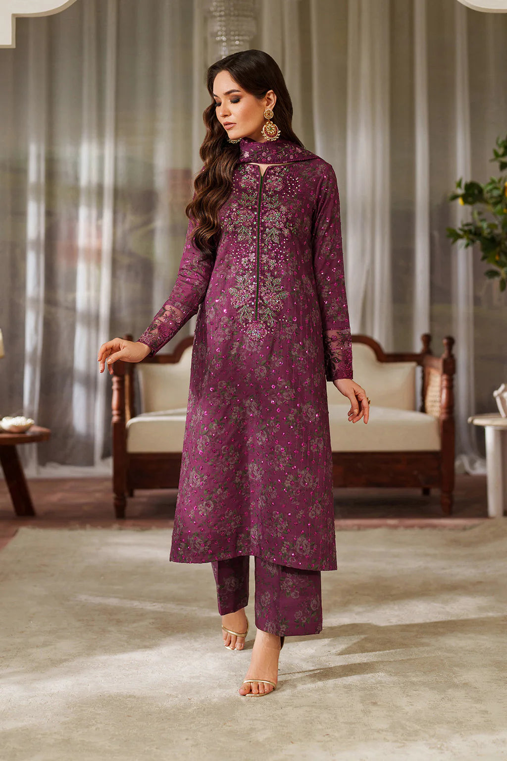 03-Piece Printed Lawn Suit - Unstitched - Kapra Collection