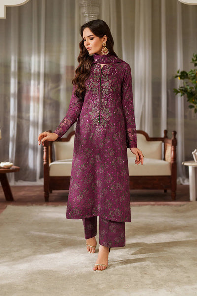 03-Piece Printed Lawn Suit - Unstitched - Kapra Collection
