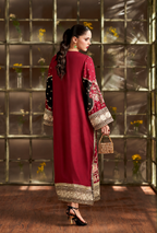 Zareefa – Maroon Gold Embroidered Silk Kaftan