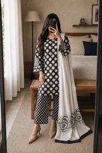 Alina – Ivory Eclipse Shamoze Silk Suit - Kapra Collection