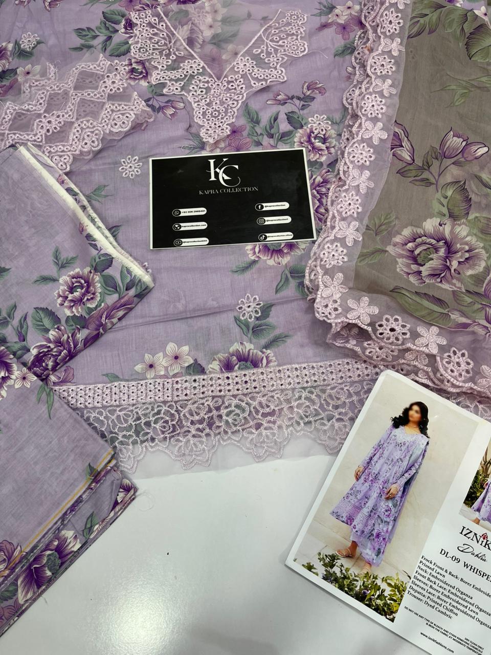 Iznik parpule chikan lawn unstitched replica - Kapra Collection