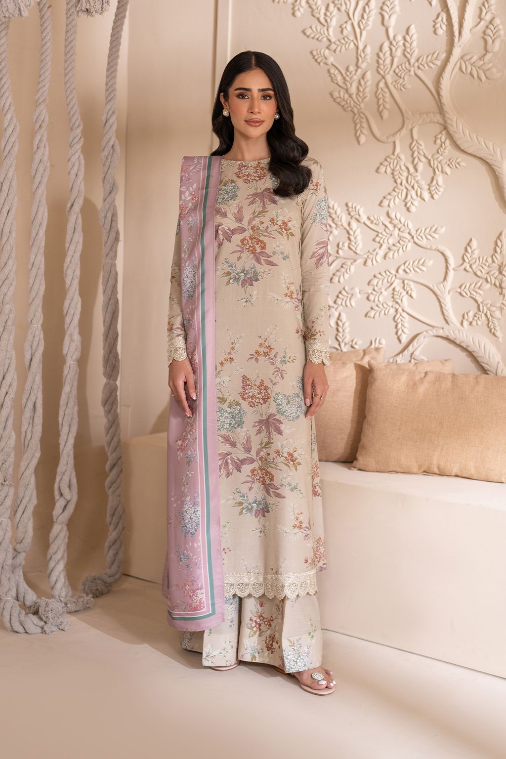 Lawn summer collection 3 piece unstitched digital printed suit - Kapra Collection