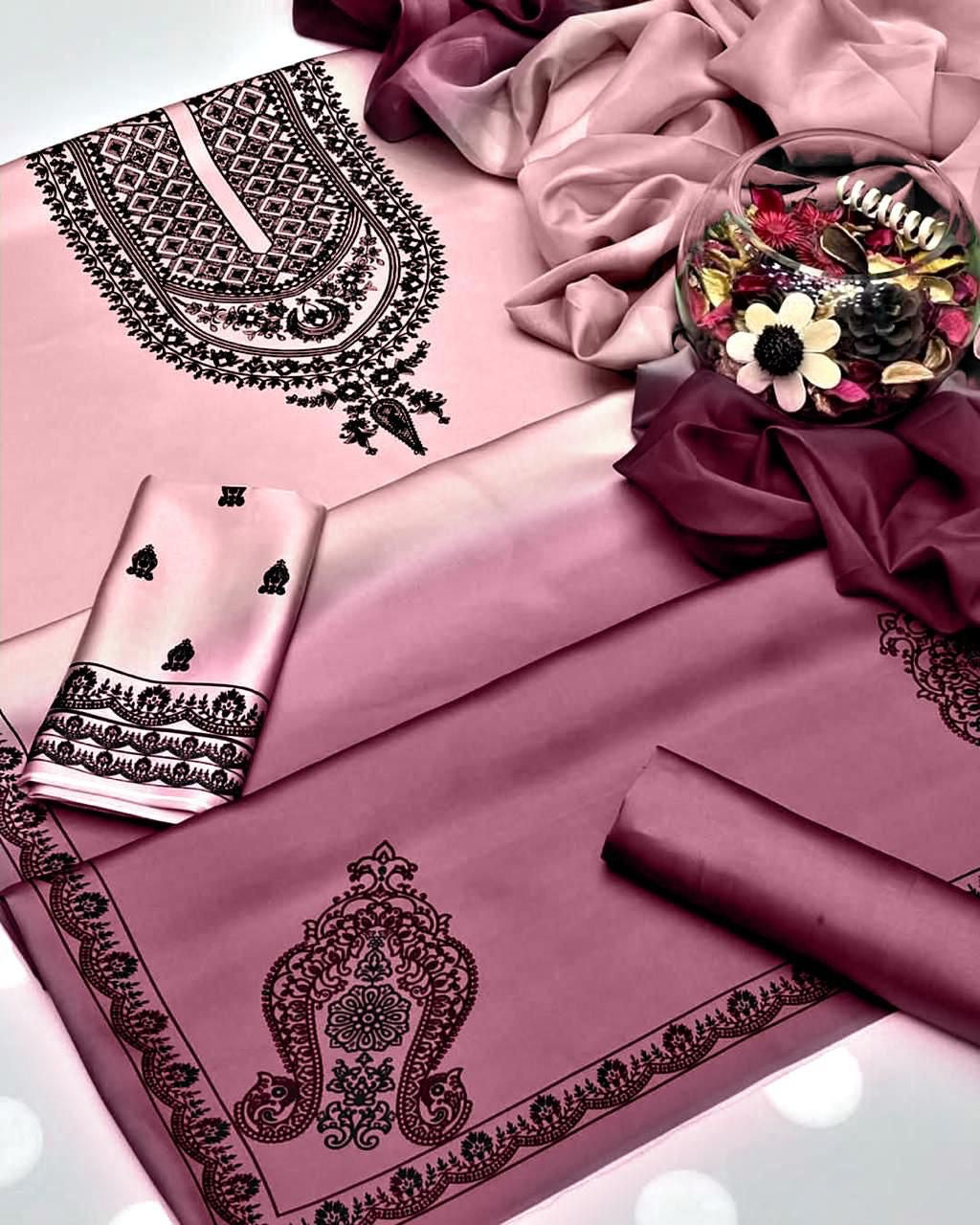 Silk pink Digital Printed Dres Latest Trend