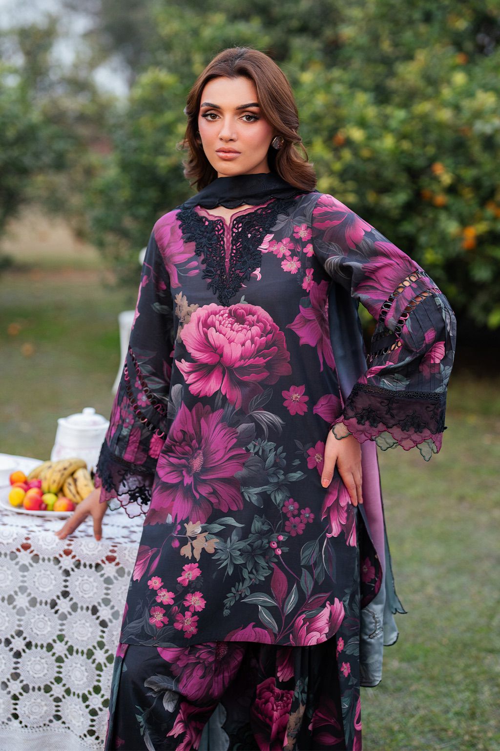 Iznik Lawn Floral Print Embroidered Dupatta