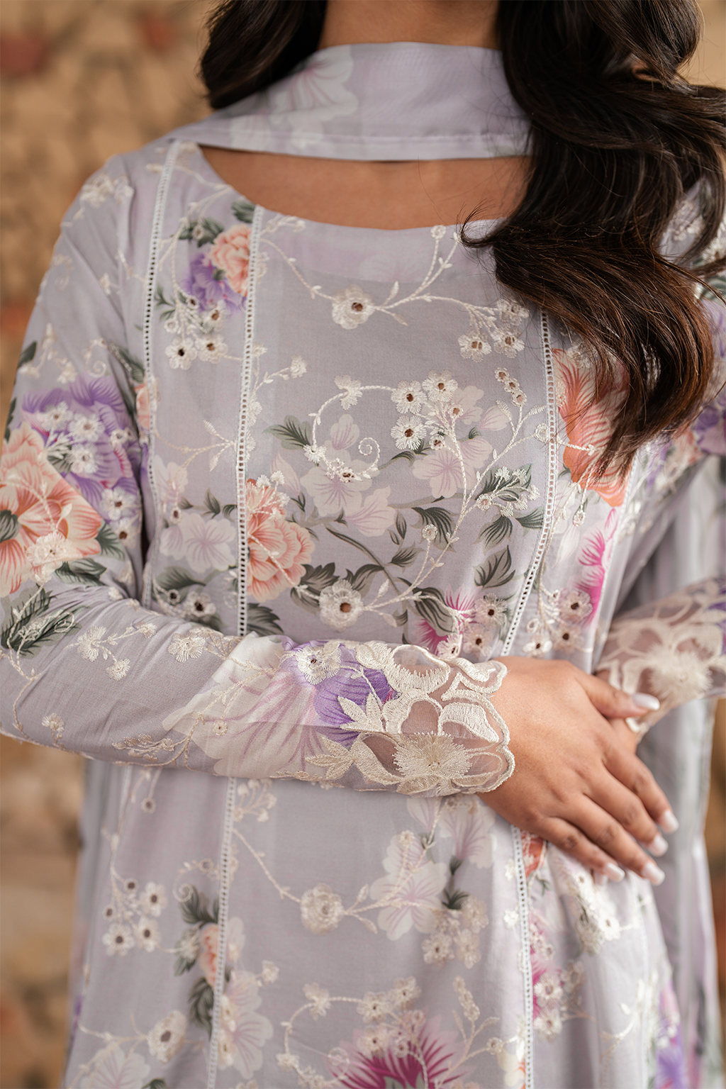 Iznik 3piece Grey Unstitched Dress