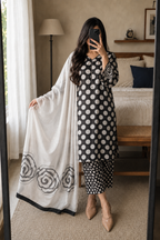 Alina – Ivory Eclipse Shamoze Silk Suit - Kapra Collection