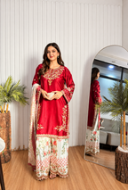 Ethnic – Red Embroidered Silk Suit