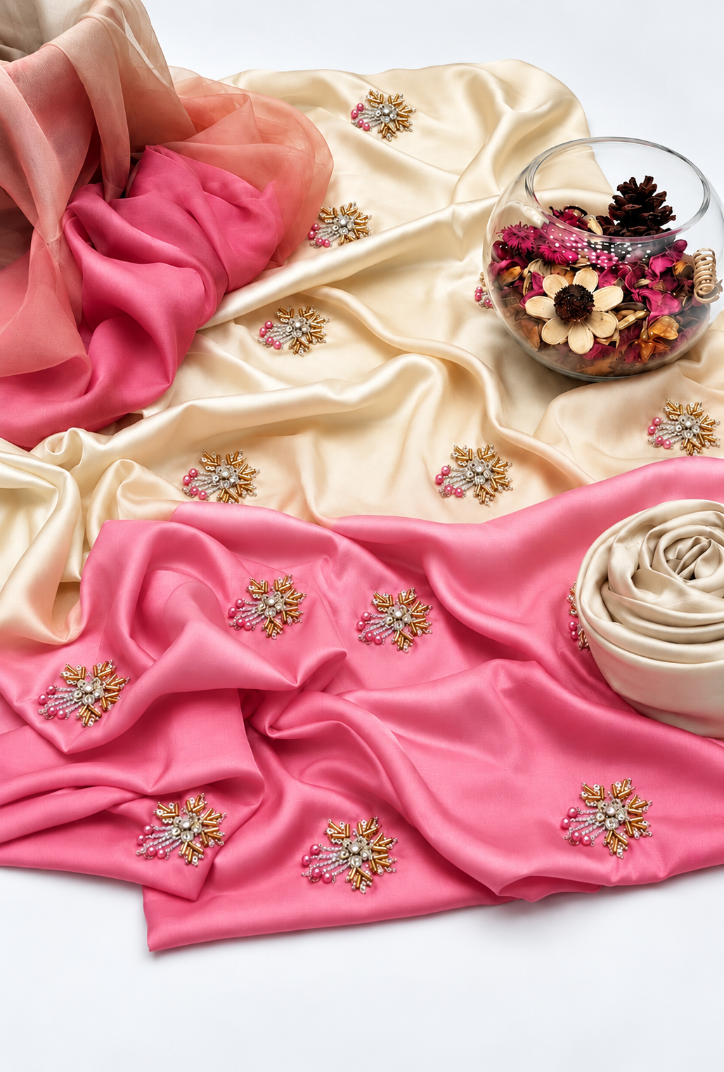 Anzala – Ivory Blush Adda Work Shamoze Silk Suit