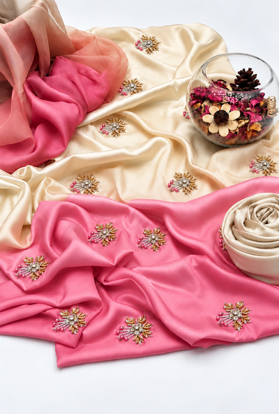 Anzala – Ivory Blush Adda Work Shamoze Silk Suit