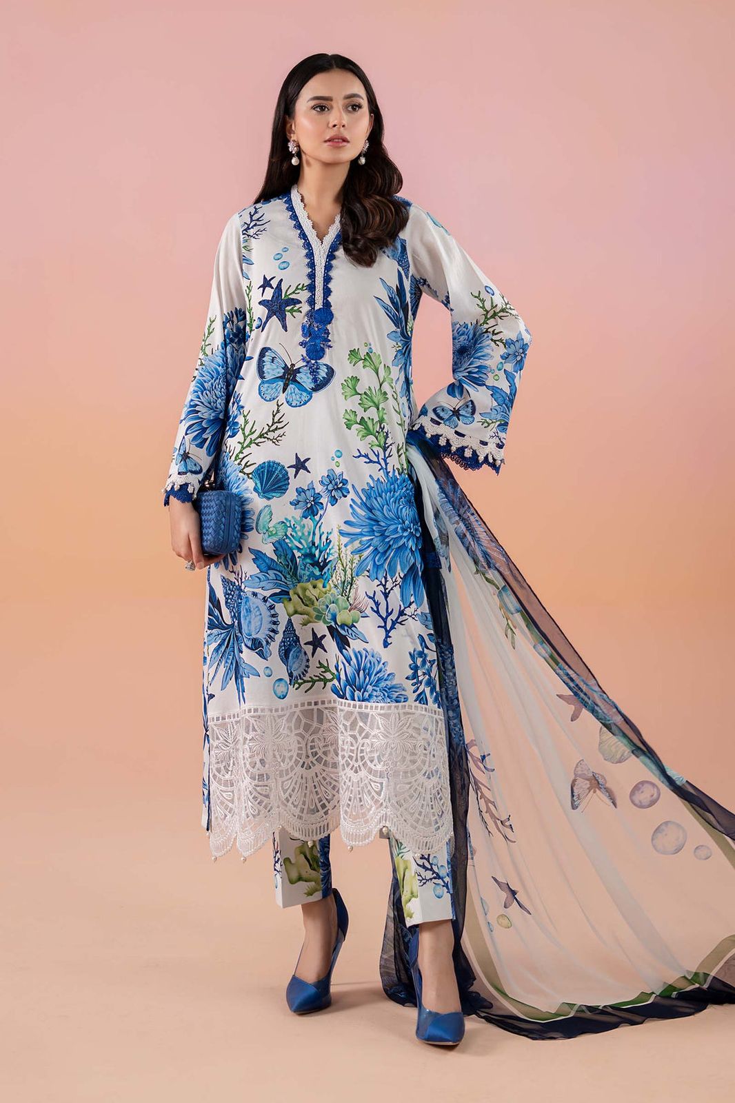 Lawn 3 piece unstitched printed suit - Kapra Collection