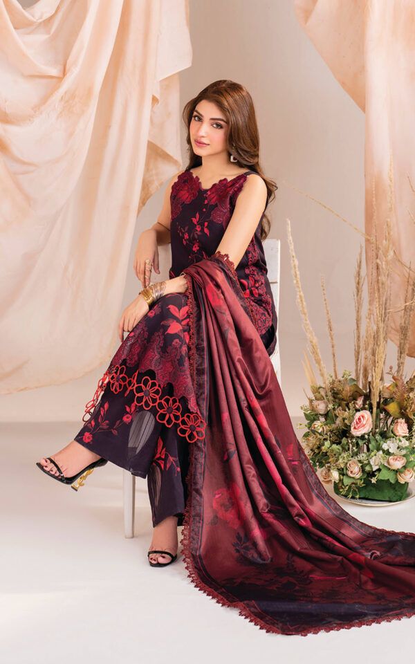 Lawn summer collection 3 piece unstitched digital printed suit - Kapra Collection